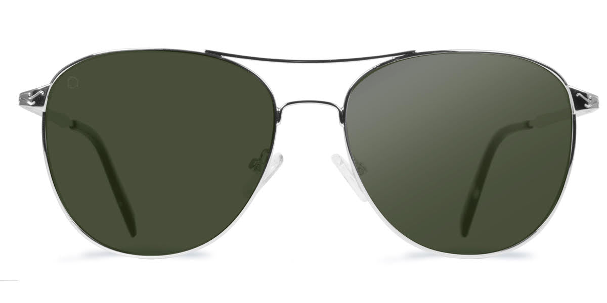 Aviator sunglasses with green lenses on a white background