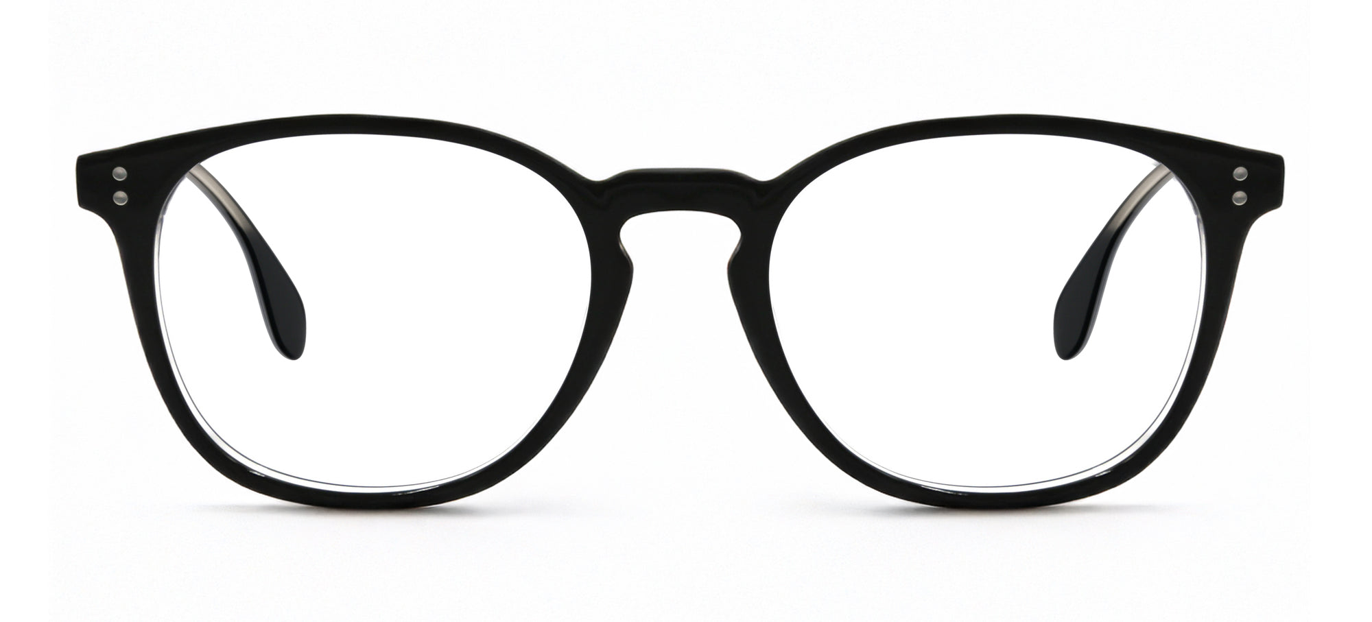 Black eyeglasses on a white background