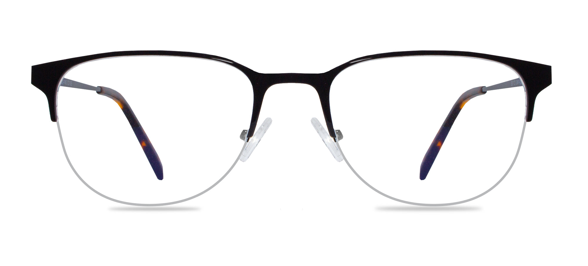 Black eyeglasses on a white background