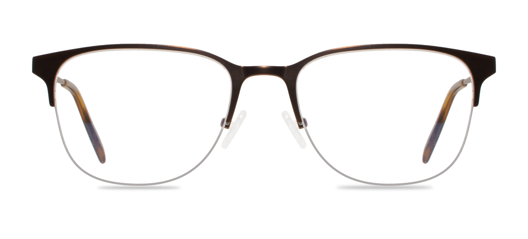 Brown eyeglasses on a white background