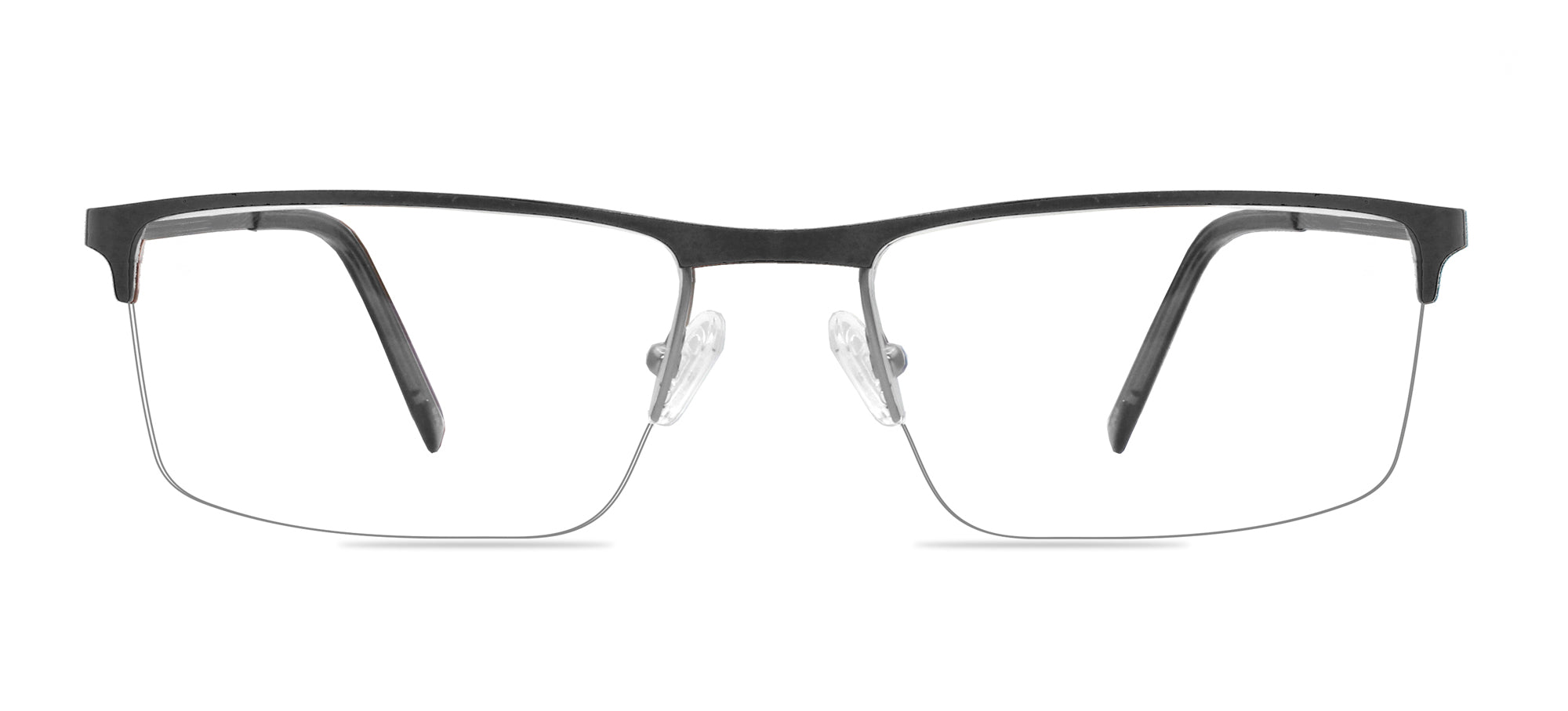 Black eyeglasses on a white background