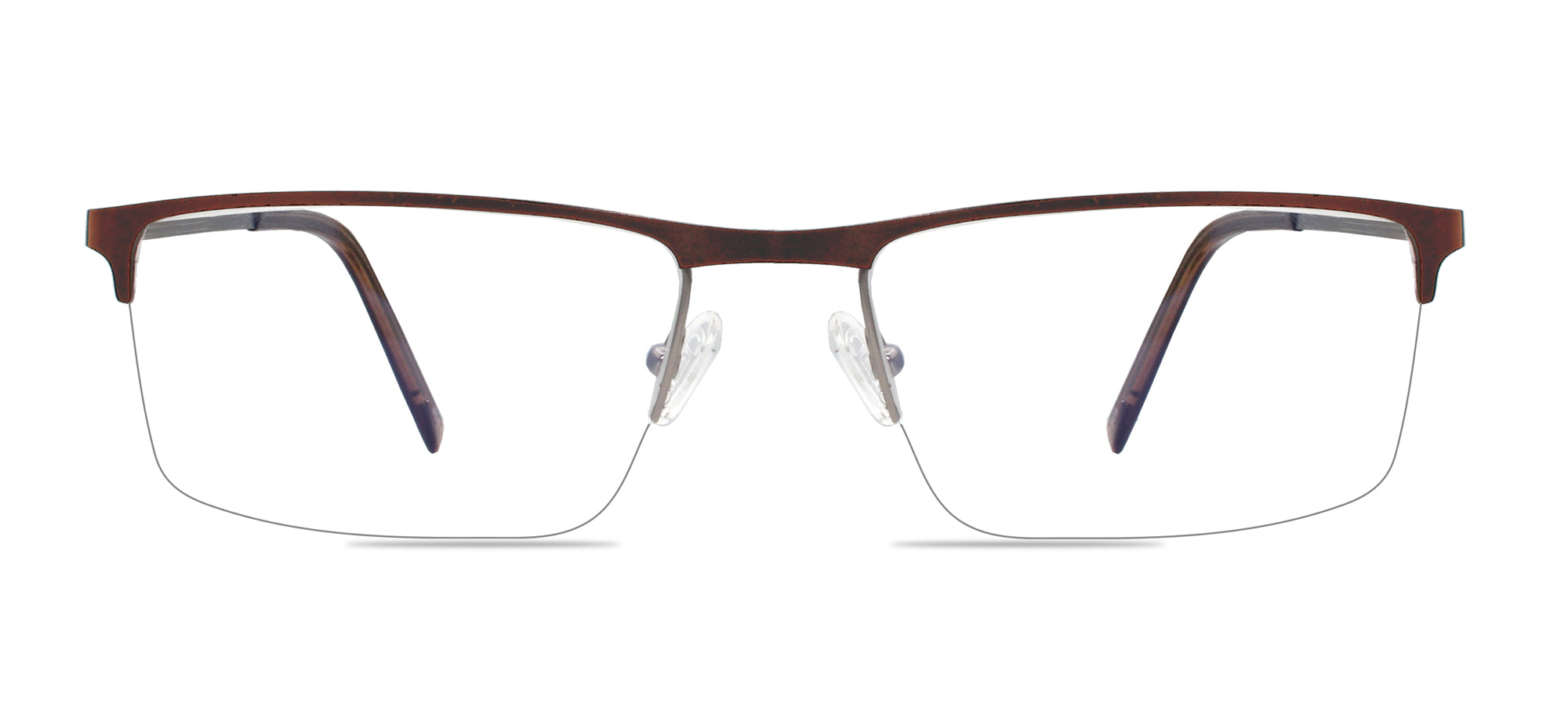 Brown eyeglasses on a white background