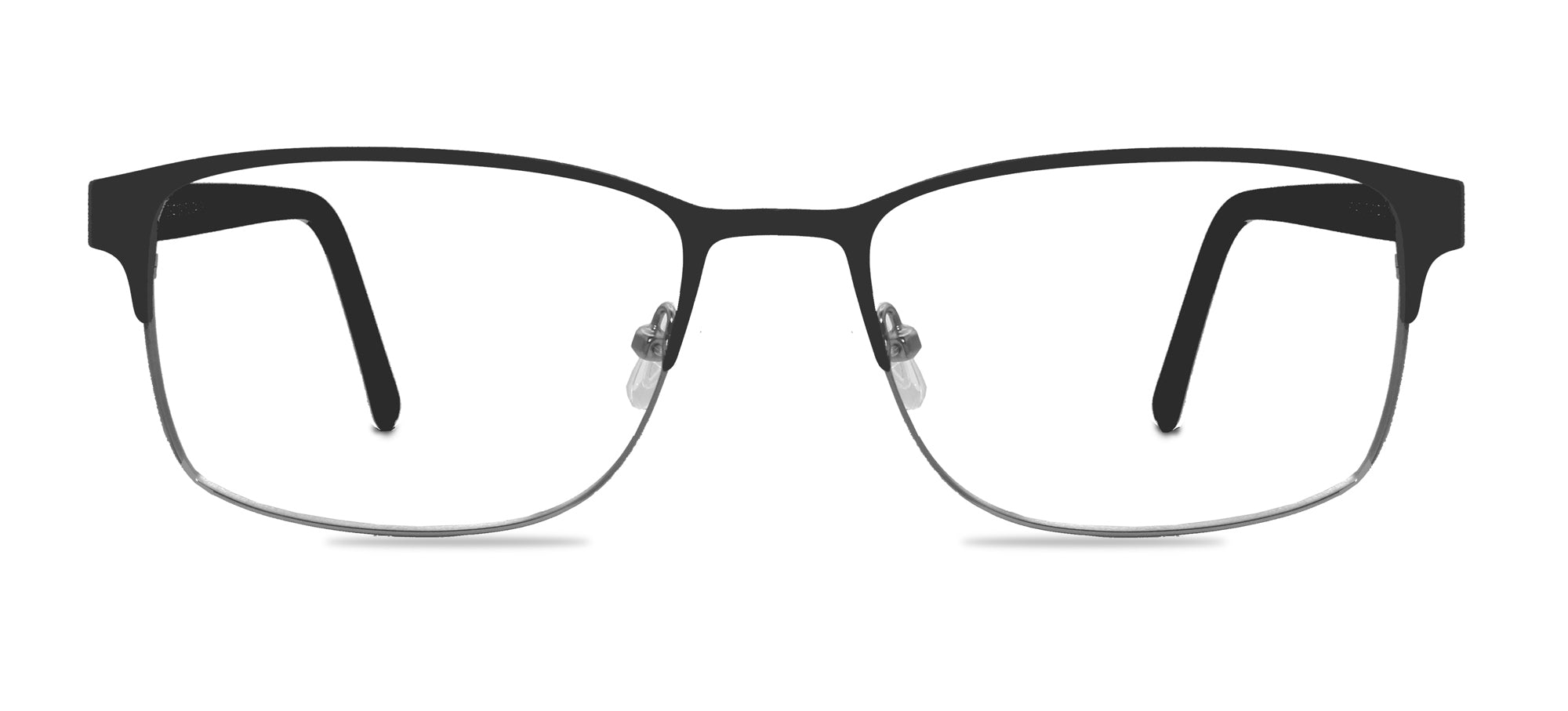 Black eyeglasses on a white background