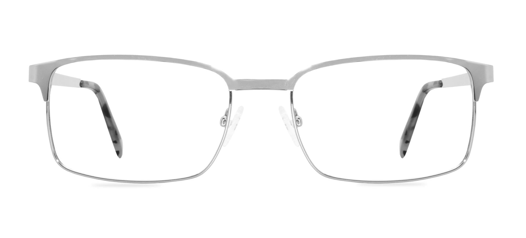 Silver eyeglasses on a white background