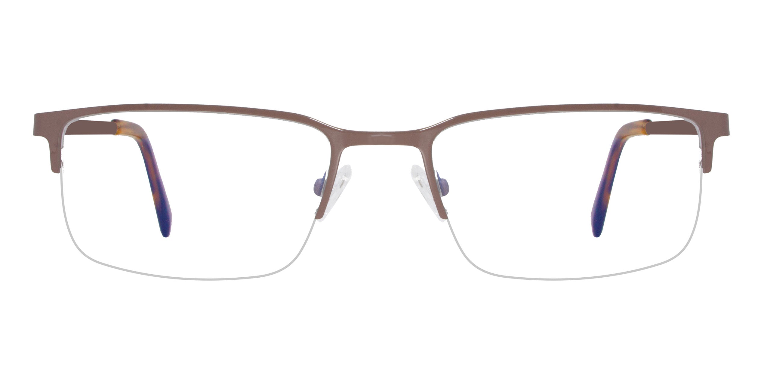 Brown eyeglasses on a white background