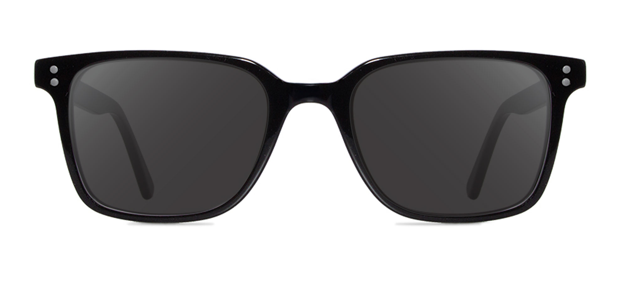 Black sunglasses with dark lenses on a white background