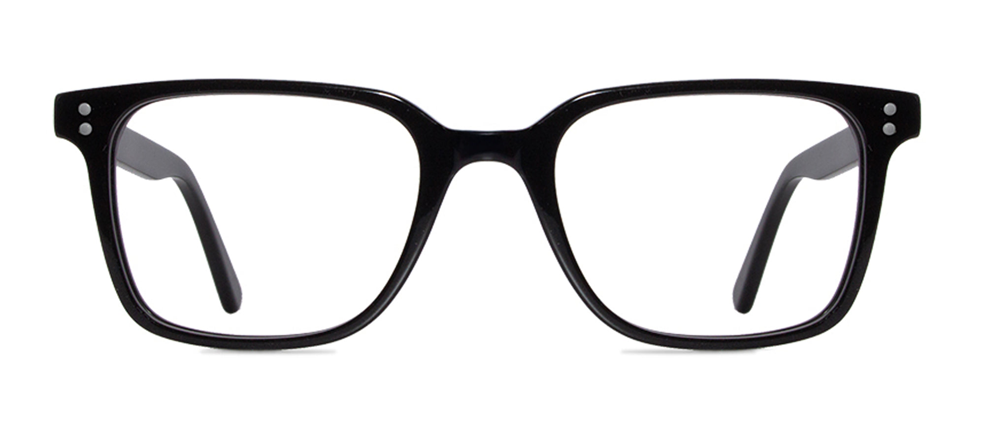 Black eyeglasses on a white background