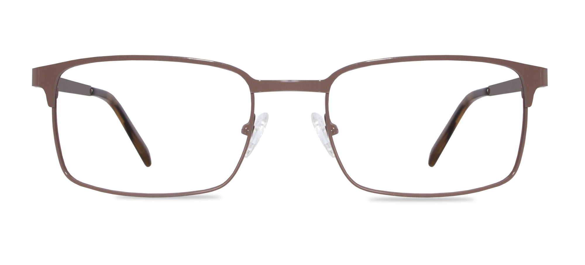 Brown eyeglasses on a white background