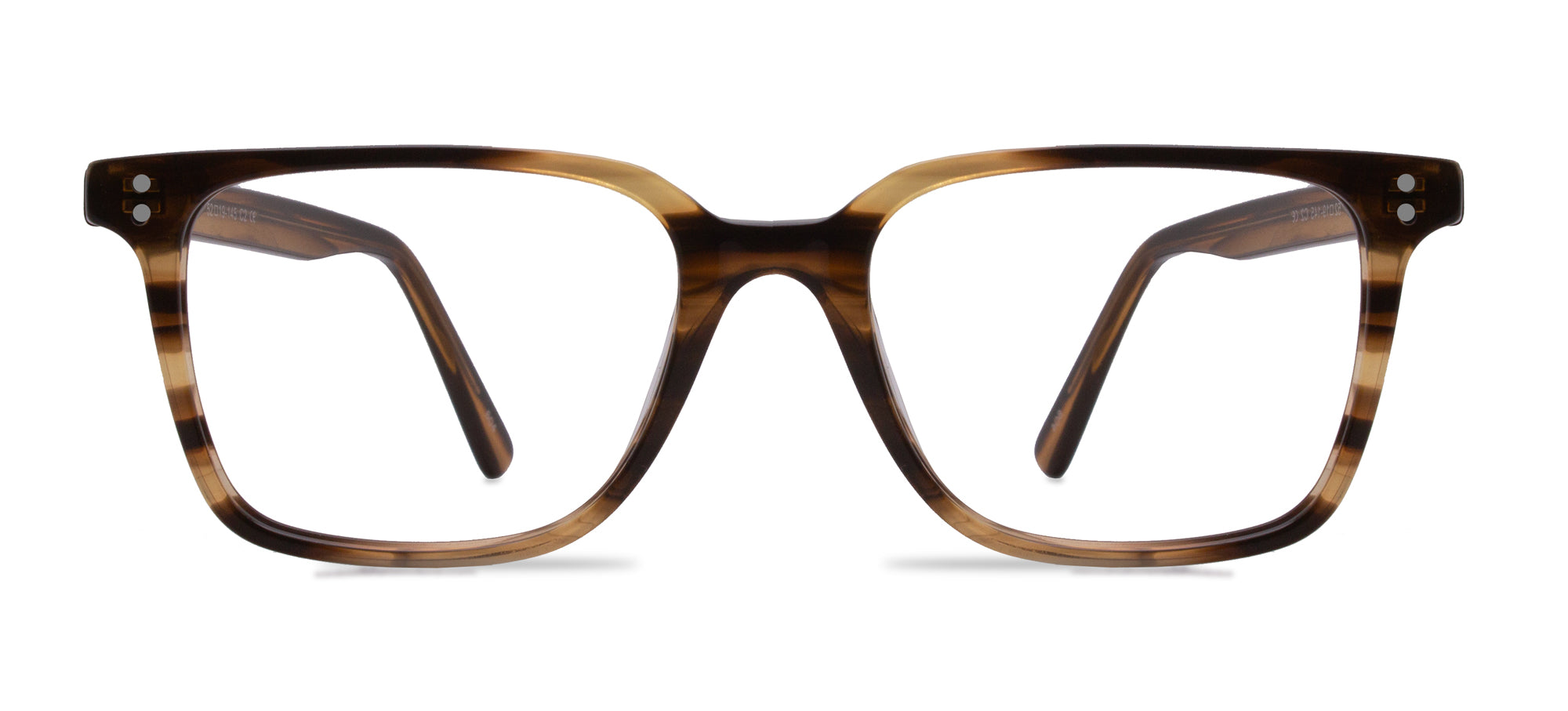 Brown tortoiseshell eyeglasses on a white background