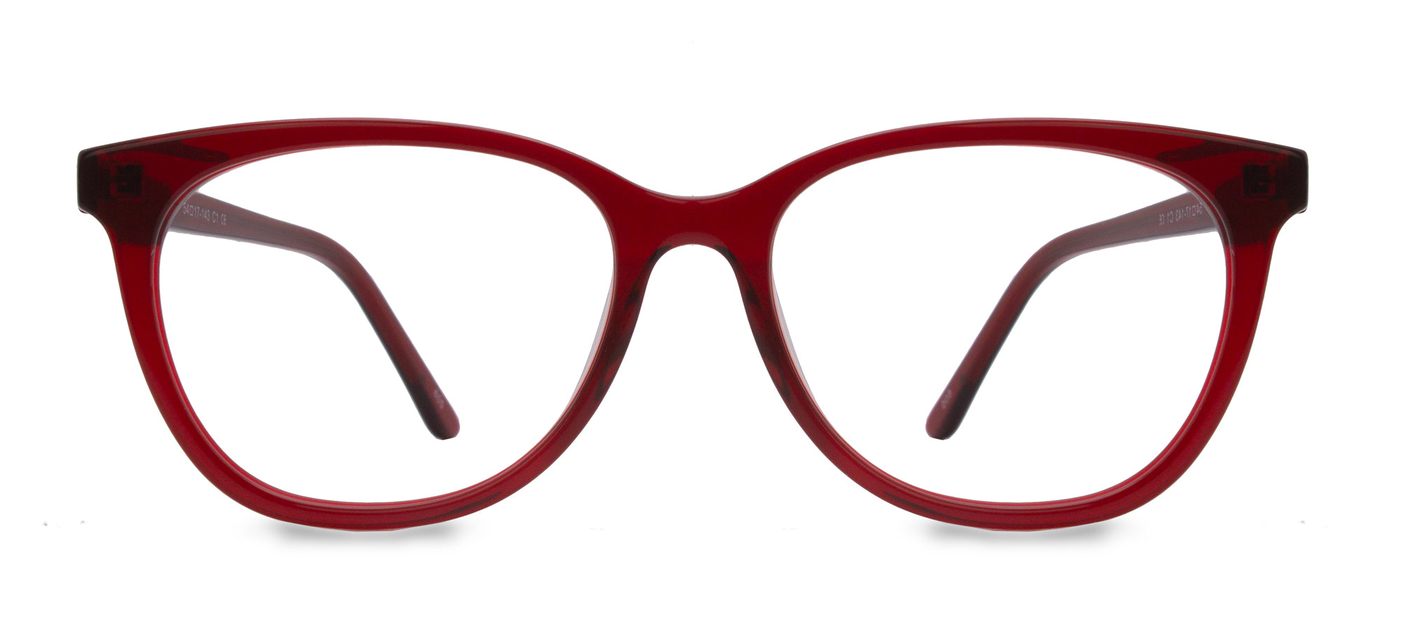 Red eyeglasses on a white background
