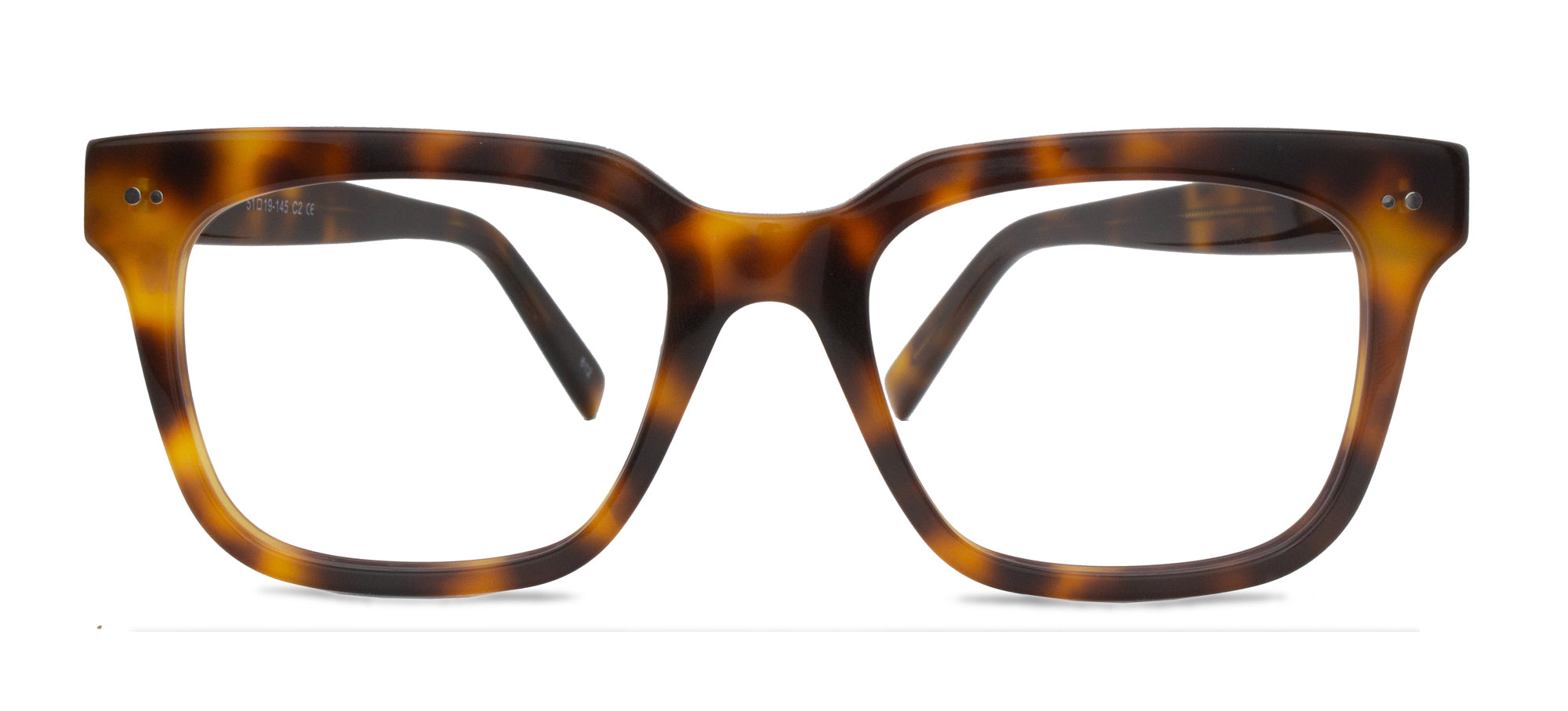 Tortoiseshell eyeglasses on a white background