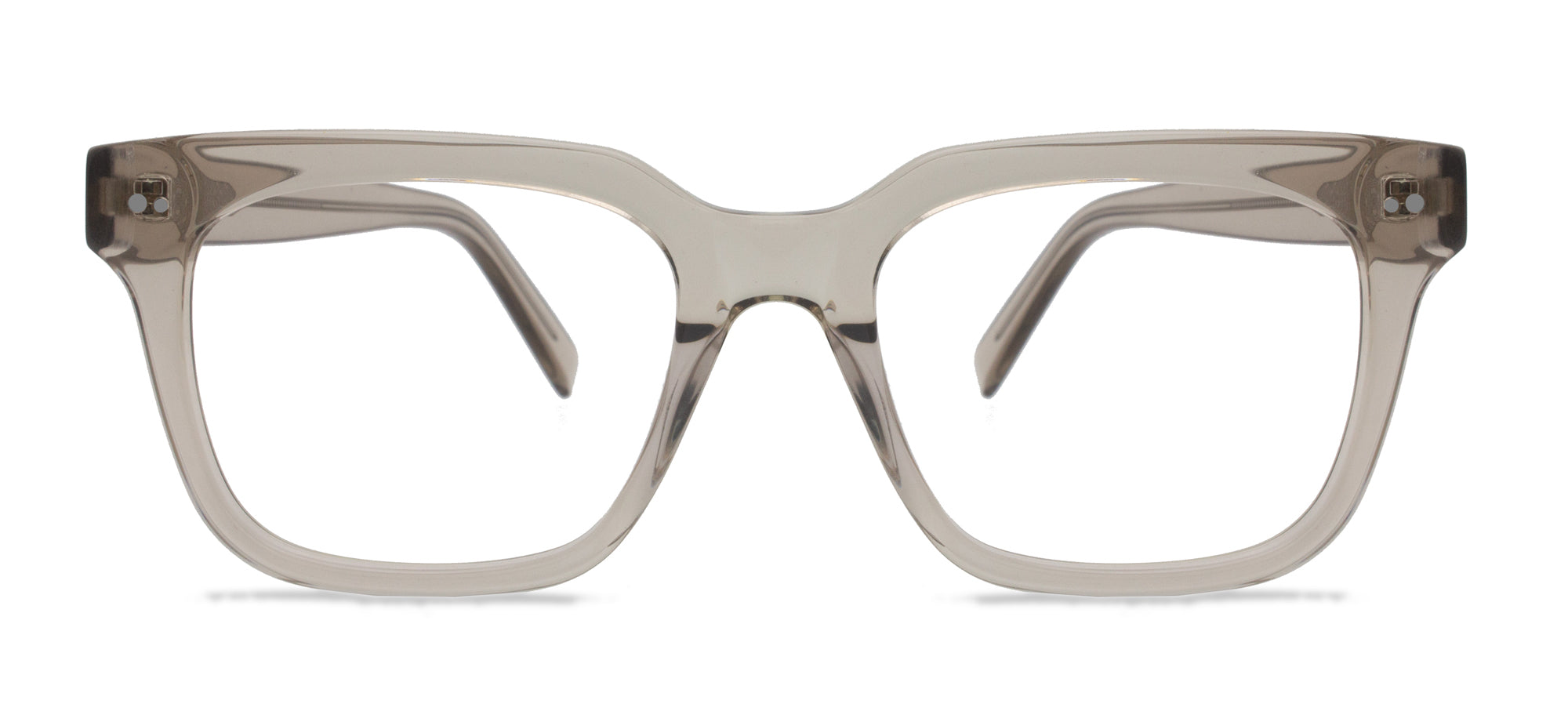 Clear eyeglasses on a white background