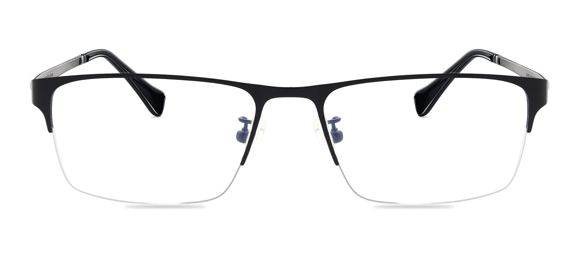 Black eyeglasses on a white background