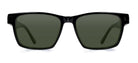 Black sunglasses with dark lenses on a white background