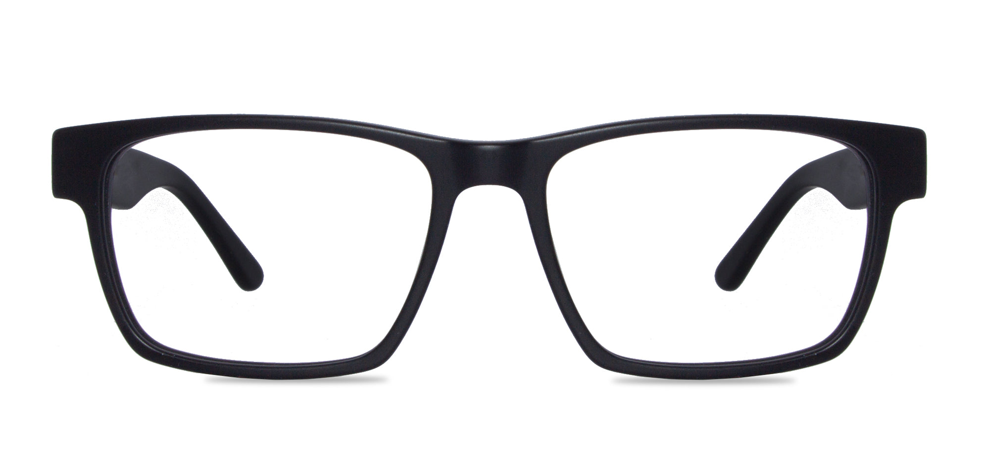 Black eyeglasses on a white background