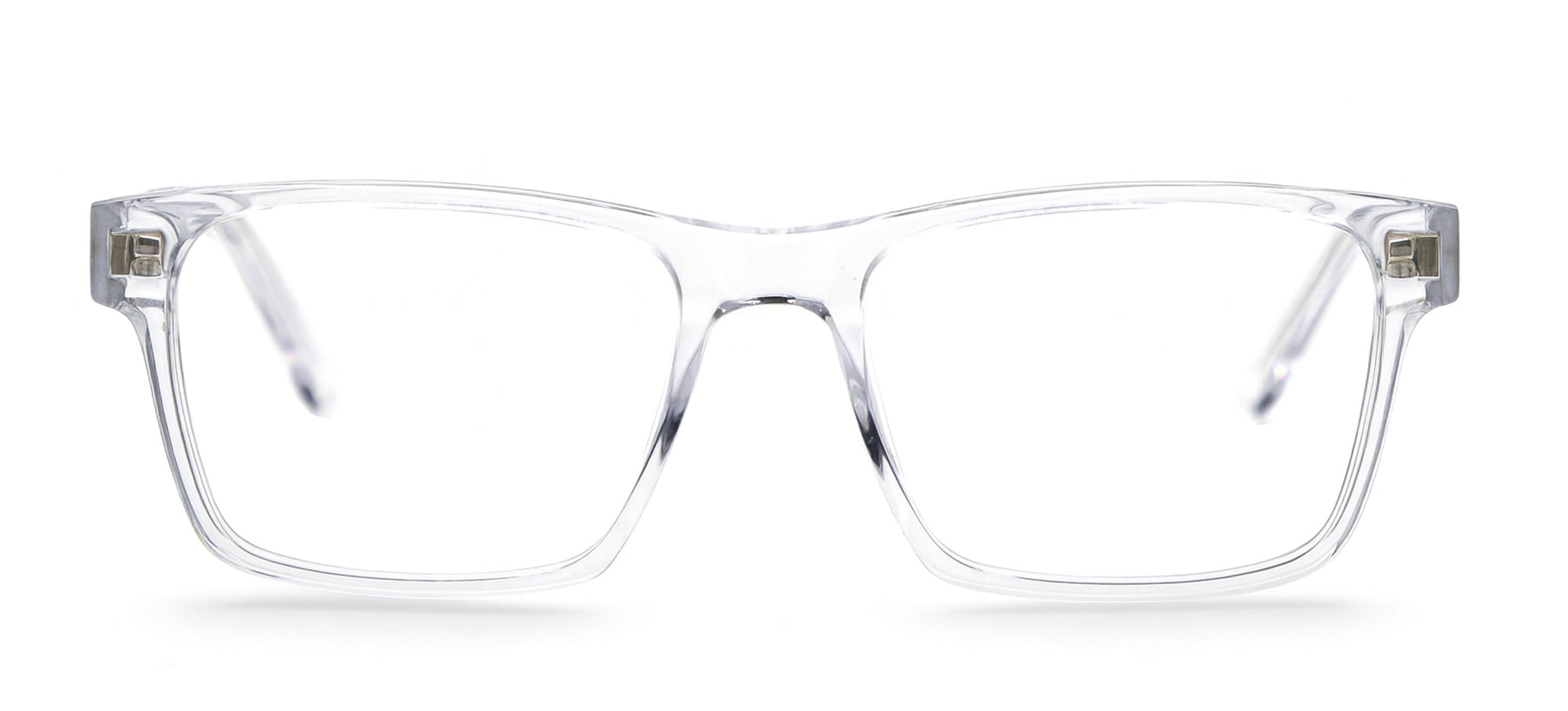 Clear eyeglasses on a white background