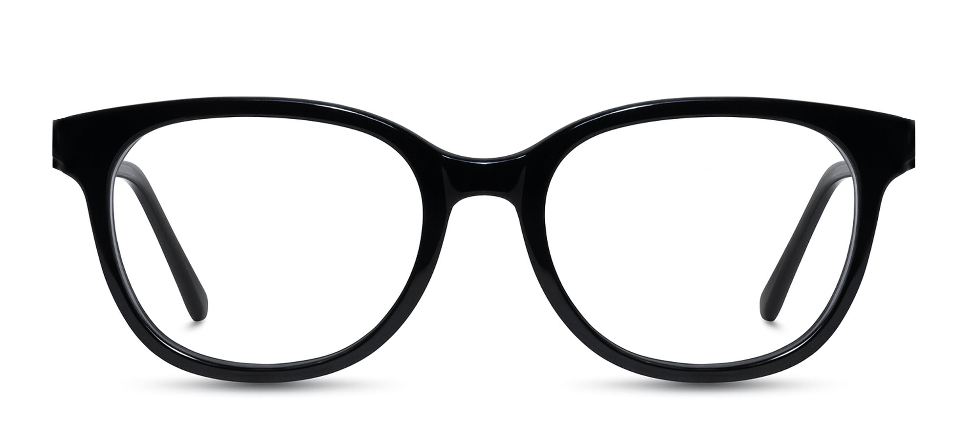 Black eyeglasses on a white background