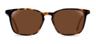 Sunglasses with tortoiseshell frame and brown lenses on a white background