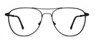 Black line drawing of a pair of eyeglasses on a white background
