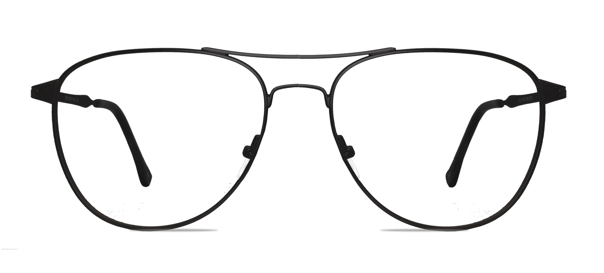 Black line drawing of a pair of eyeglasses on a white background