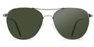 Aviator sunglasses with green lenses on a white background