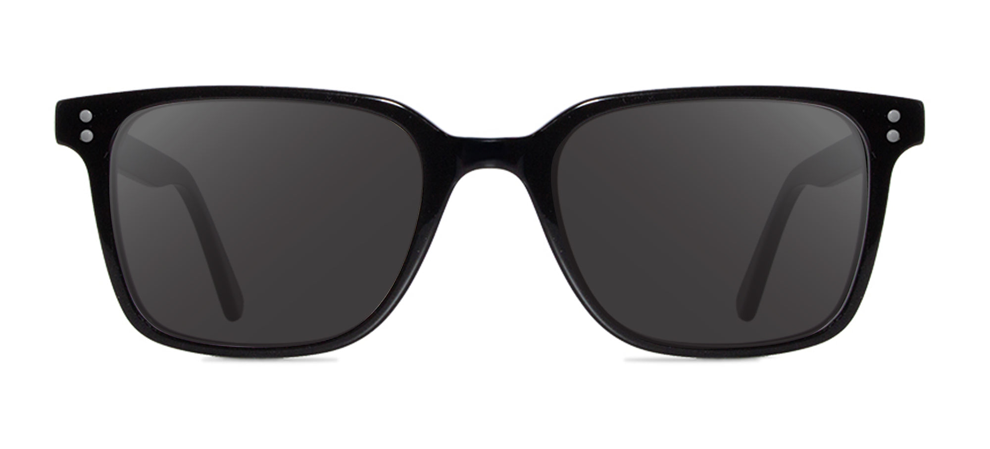 Black sunglasses with dark lenses on a white background