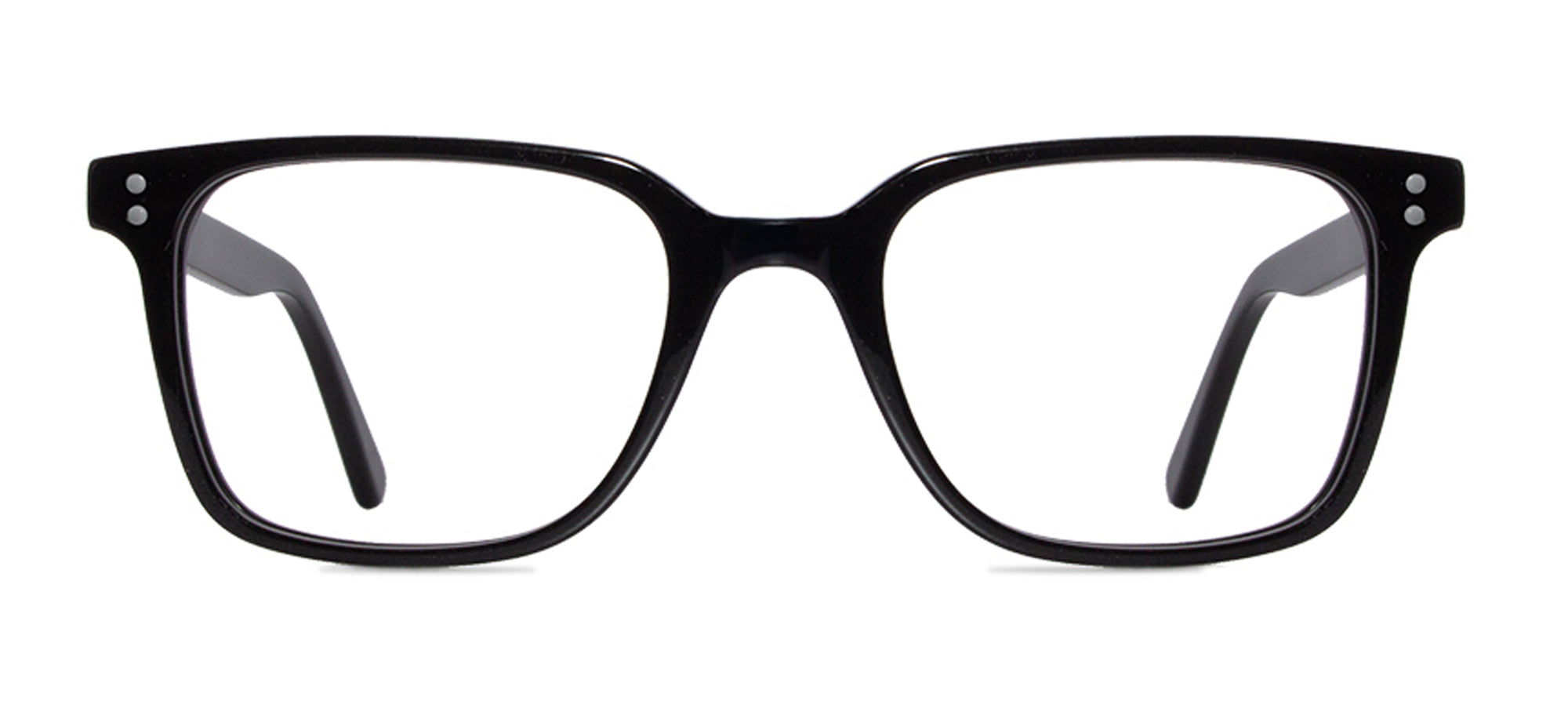 Black eyeglasses on a white background