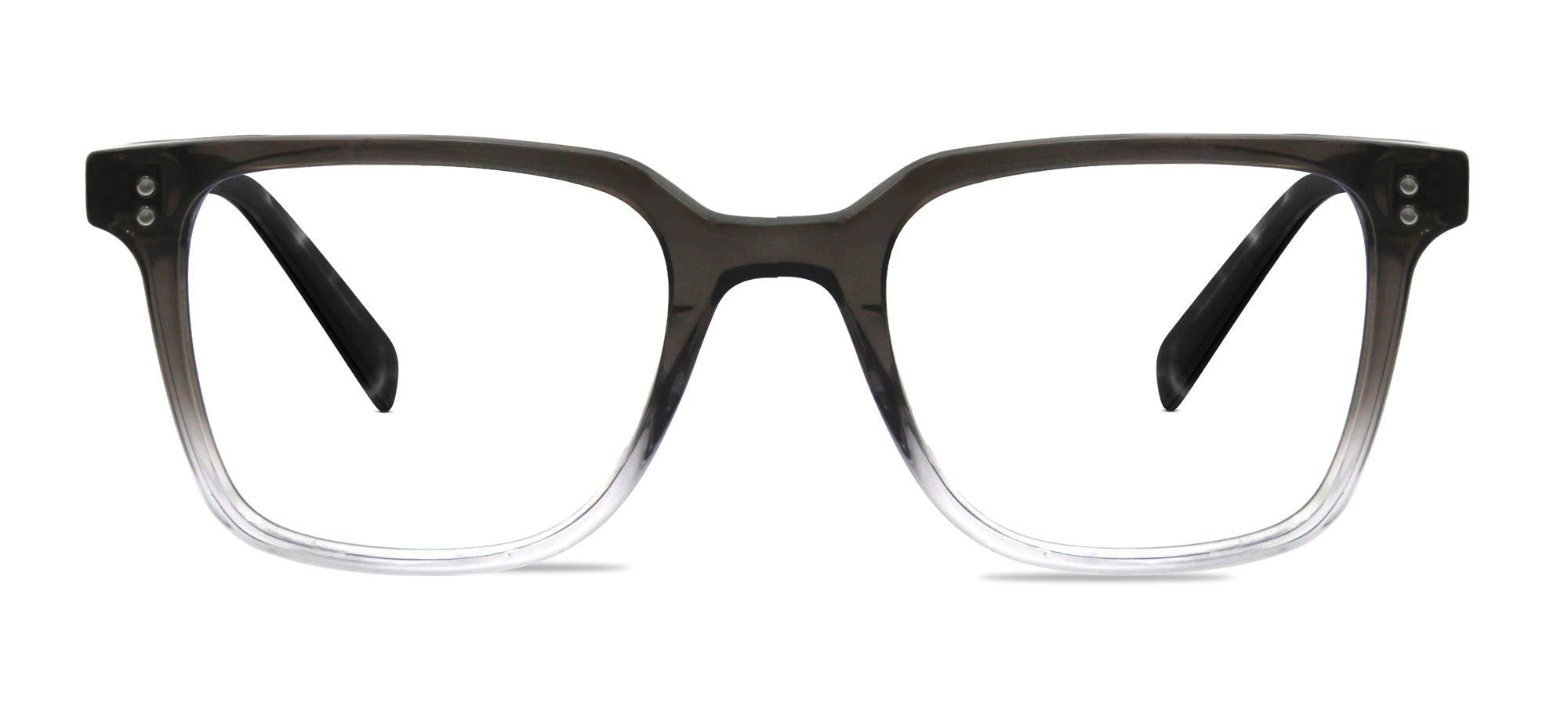 Black and gray gradient eyeglasses on a white background