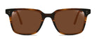 Tortoiseshell sunglasses with brown lenses on a white background
