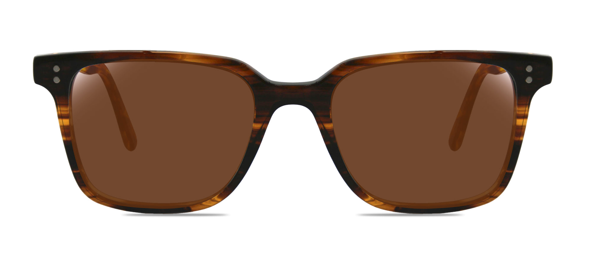 Tortoiseshell sunglasses with brown lenses on a white background