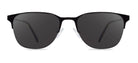 Black sunglasses with dark lenses on a white background