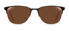 Sunglasses with brown lenses and black frame on a white background