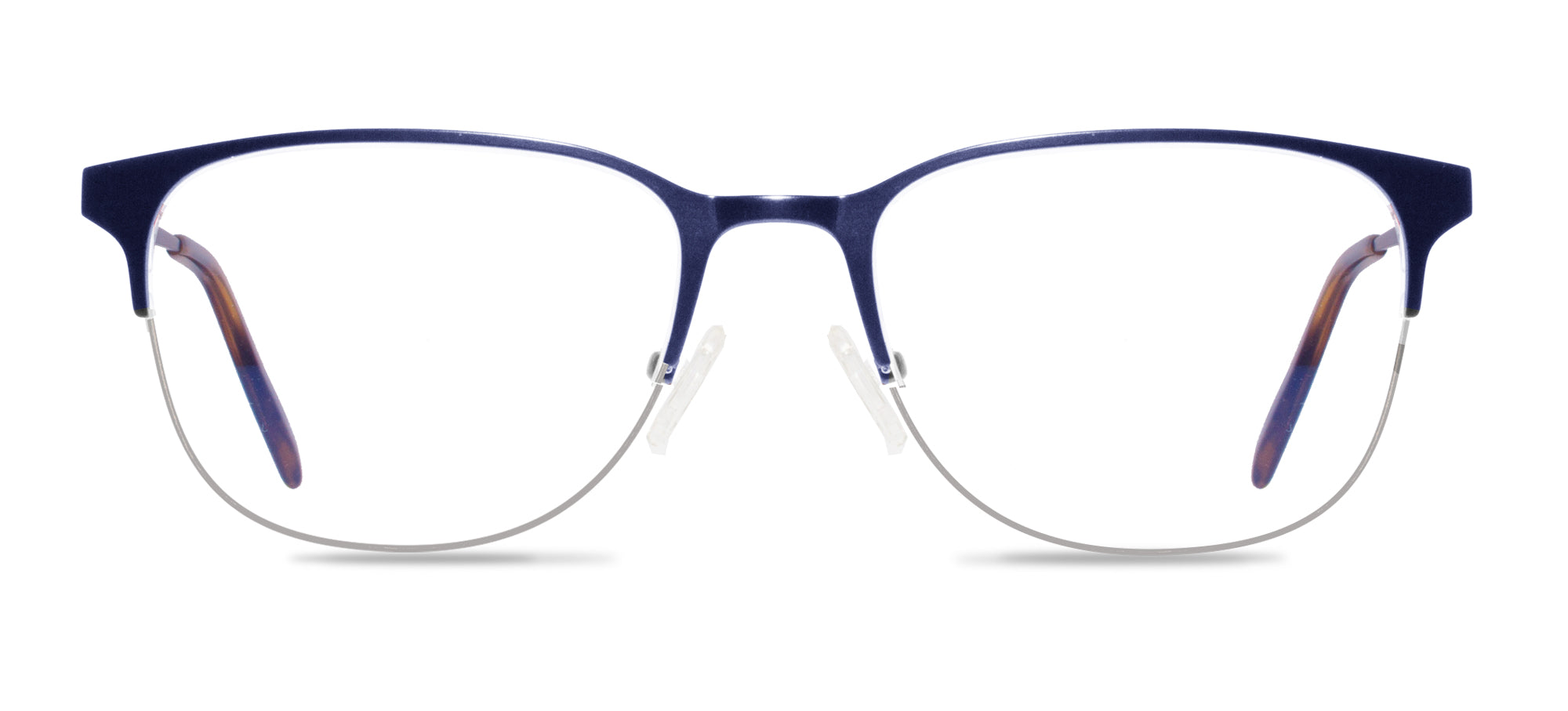Blue eyeglasses on a white background