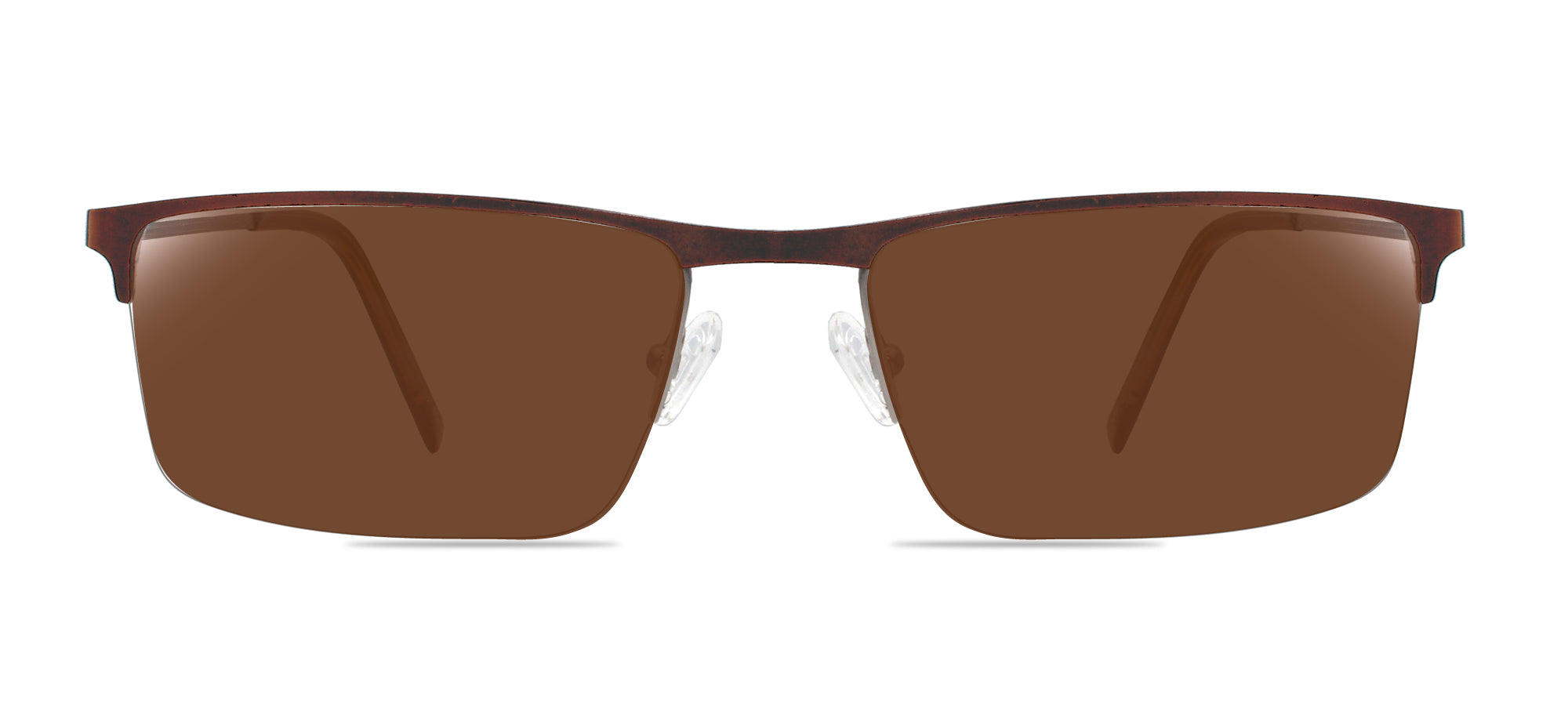 Brown sunglasses with a white background