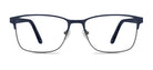 Navy blue eyeglasses on a white background