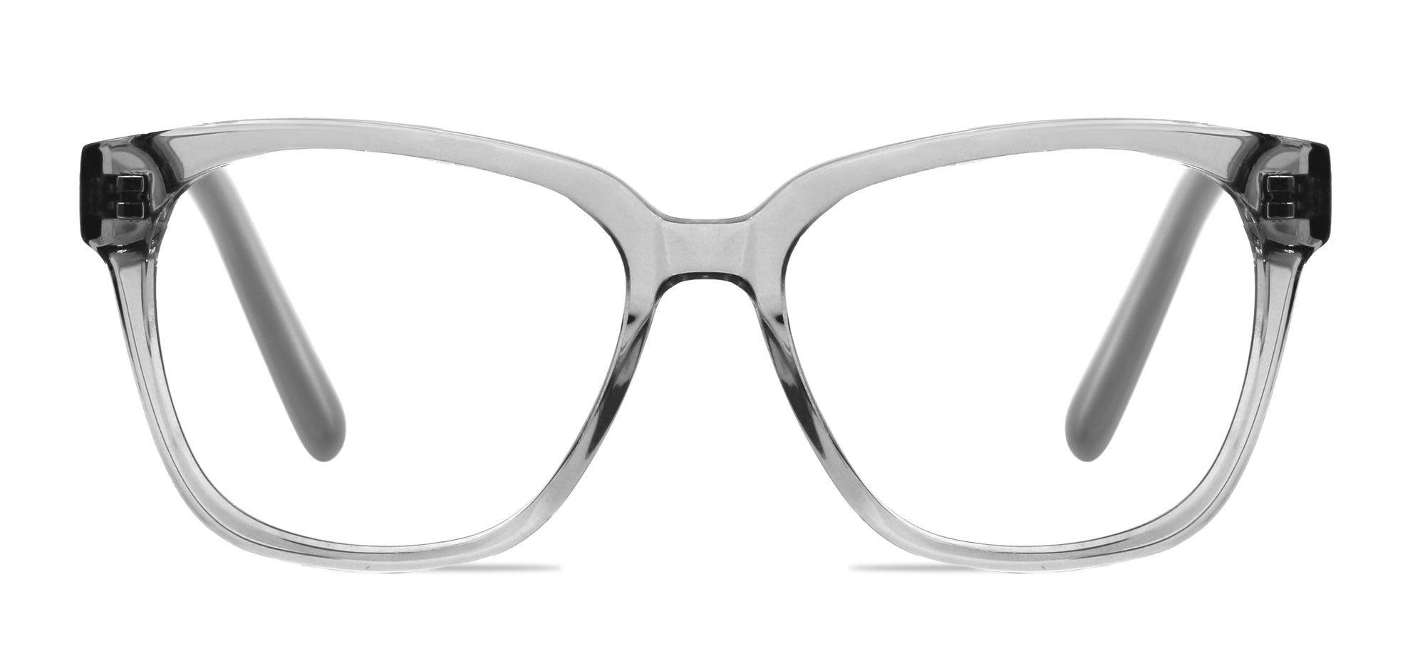Clear cat-eye glasses on a white background