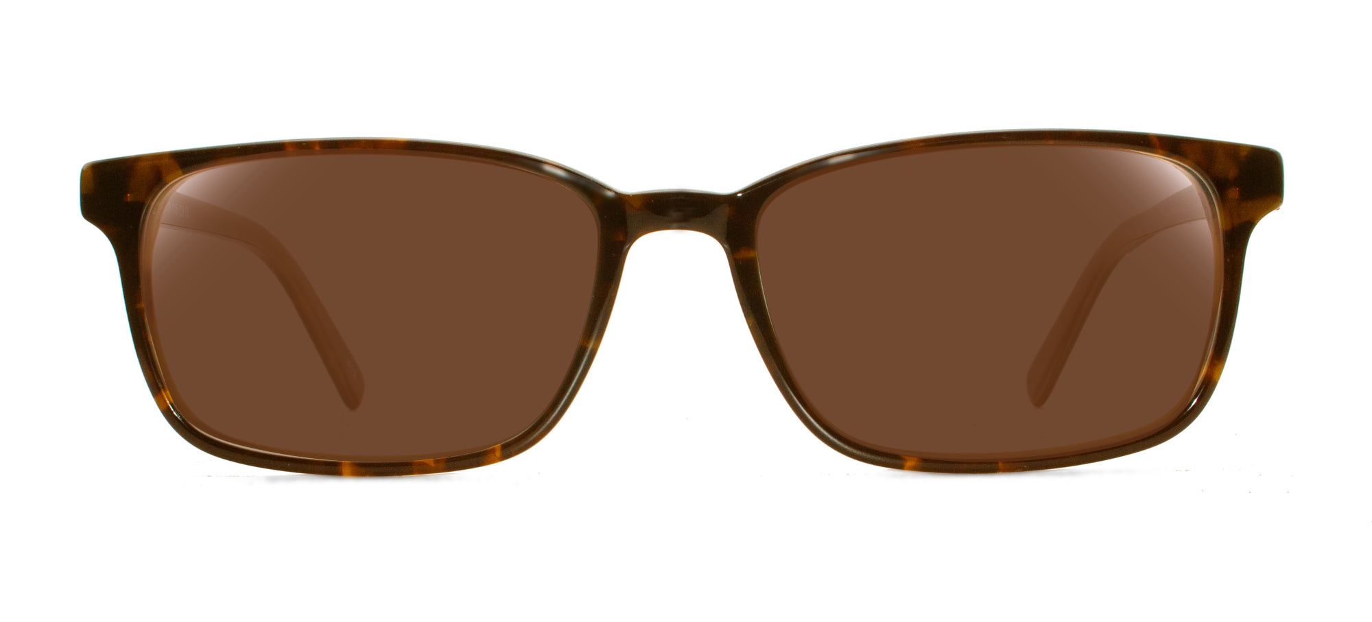 Brown sunglasses with tortoiseshell frame on a white background