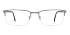 Gray eyeglasses on a white background