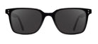 Black sunglasses with dark lenses on a white background
