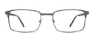 Pair of eyeglasses with a metallic frame on a white background