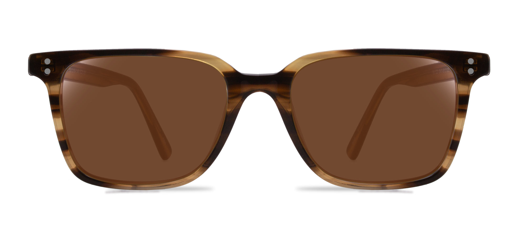 Sunglasses with tortoiseshell frame and brown lenses on a white background