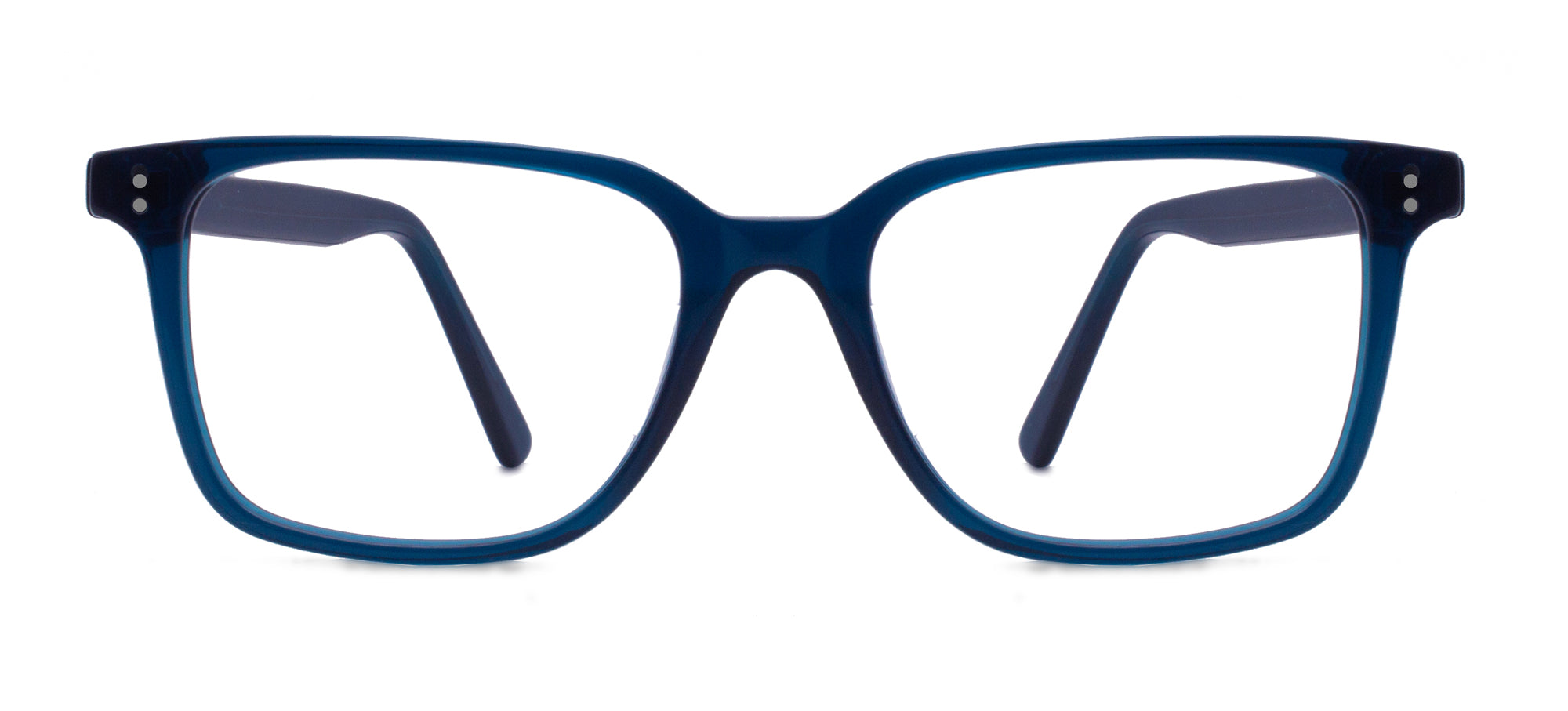 Blue eyeglasses on a white background