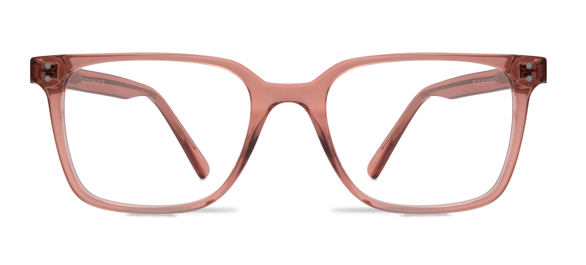 Pink eyeglasses on a white background