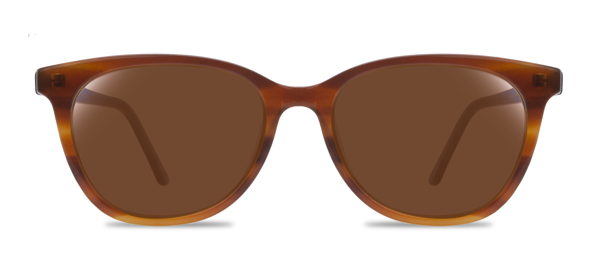 Brown sunglasses with tortoiseshell frame on a white background