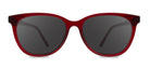 Red sunglasses with dark lenses on a white background