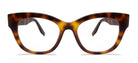 Tortoiseshell cat-eye glasses on a white background