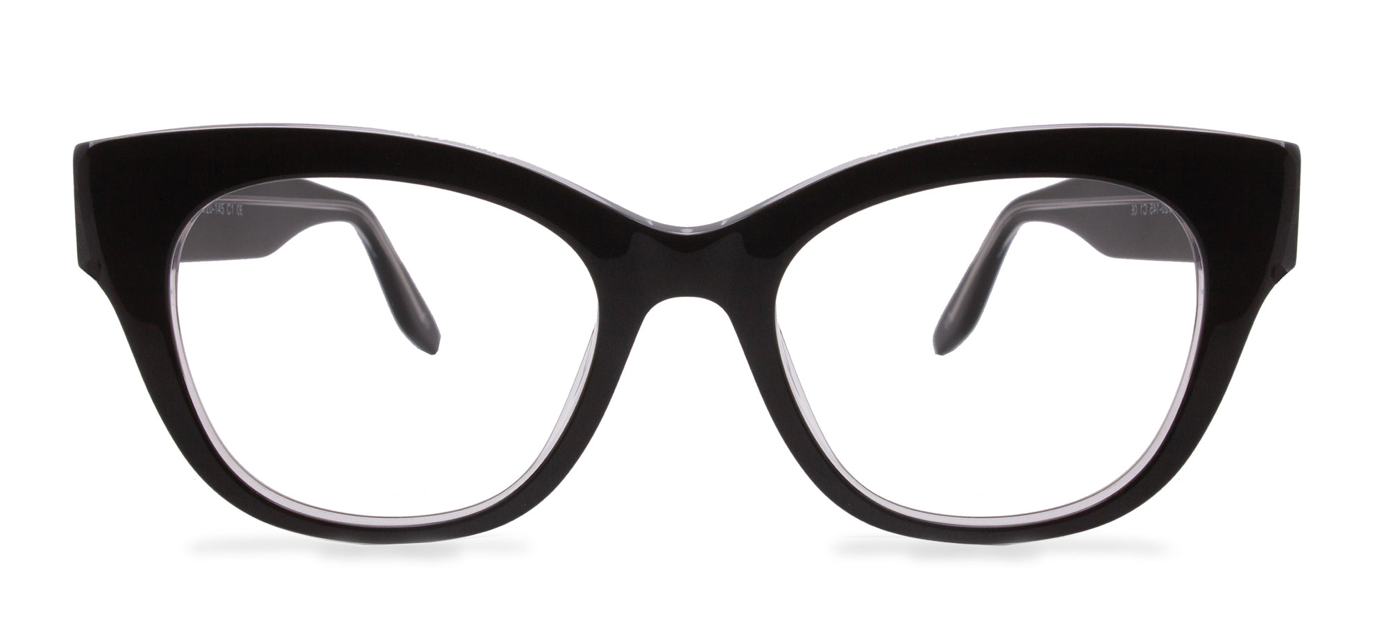 Black cat-eye glasses on a white background