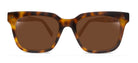Tortoiseshell sunglasses with brown lenses on a white background