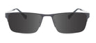 Sunglasses with dark lenses and silver frame on a white background